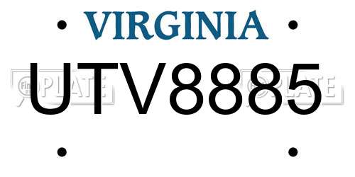 UTV8885 Virginia License Plate