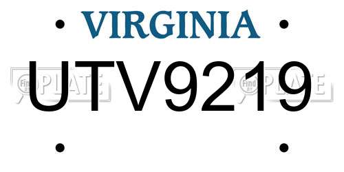 UTV9219 Virginia License Plate
