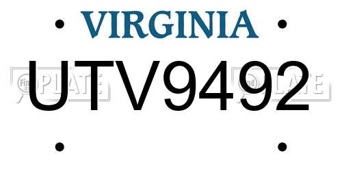 UTV9492 Virginia License Plate