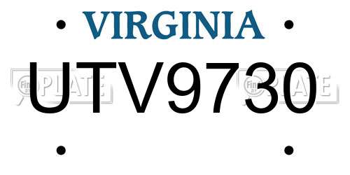 UTV9730 Virginia License Plate