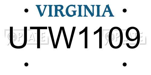 UTW1109 Virginia License Plate
