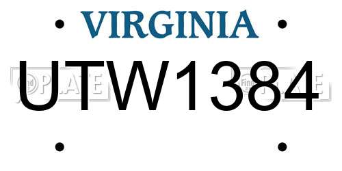 UTW1384 Virginia License Plate