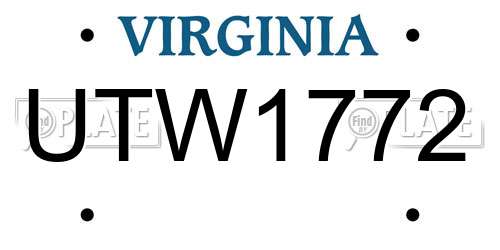 UTW1772 Virginia License Plate