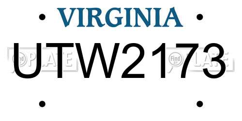 UTW2173 Virginia License Plate