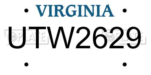 UTW2629 Virginia License Plate