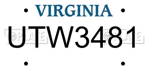 UTW3481 Virginia License Plate