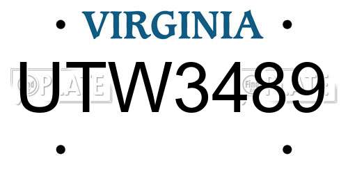 UTW3489 Virginia License Plate