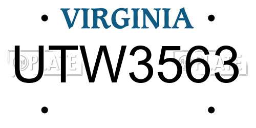 UTW3563 Virginia License Plate