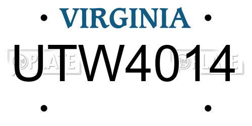 UTW4014 Virginia License Plate