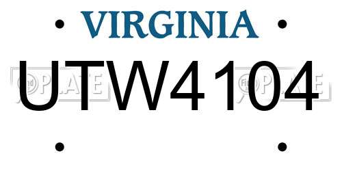 UTW4104 Virginia License Plate
