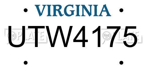 UTW4175 Virginia License Plate