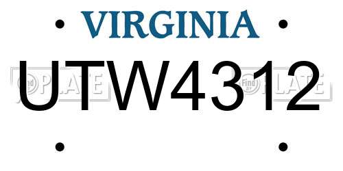 UTW4312 Virginia License Plate