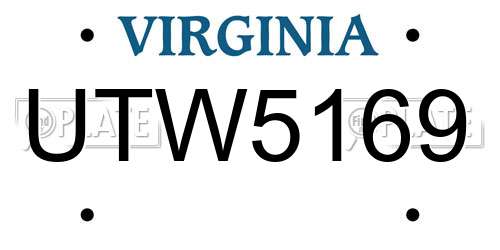 UTW5169 Virginia License Plate