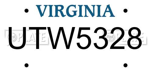 UTW5328 Virginia License Plate