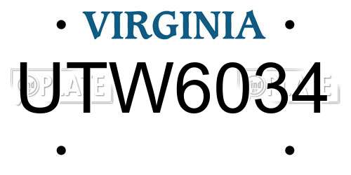 UTW6034 Virginia License Plate