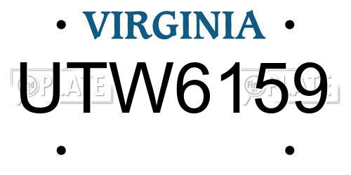 UTW6159 Virginia License Plate
