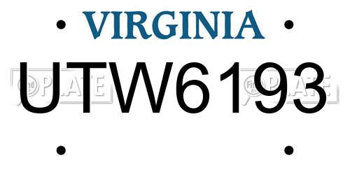 UTW6193 Virginia License Plate