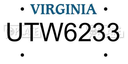 UTW6233 Virginia License Plate
