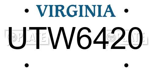 UTW6420 Virginia License Plate