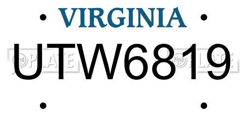 UTW6819 Virginia License Plate