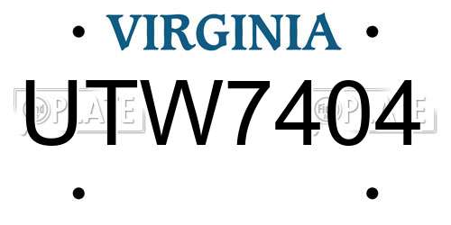 UTW7404 Virginia License Plate