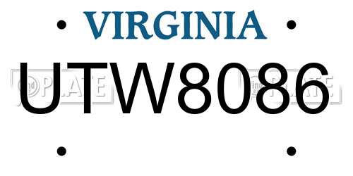 UTW8086 Virginia License Plate