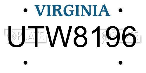 UTW8196 Virginia License Plate
