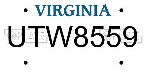 UTW8559 Virginia License Plate