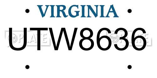UTW8636 Virginia License Plate