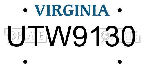 UTW9130 Virginia License Plate