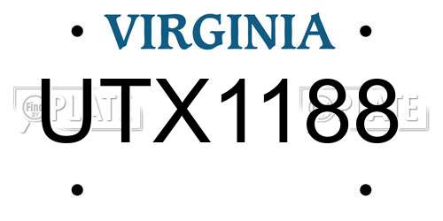UTX1188 Virginia License Plate