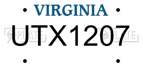 UTX1207 Virginia License Plate