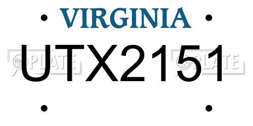 UTX2151 Virginia License Plate