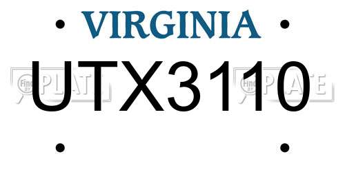 UTX3110 Virginia License Plate