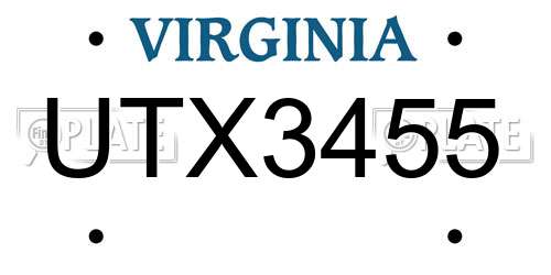 UTX3455 Virginia License Plate