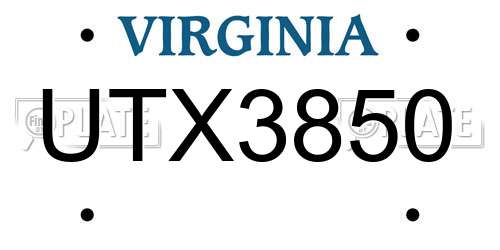 UTX3850 Virginia License Plate