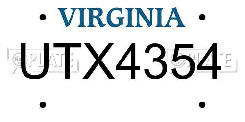 UTX4354 Virginia License Plate