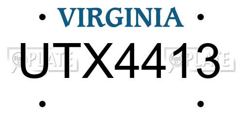 UTX4413 Virginia License Plate