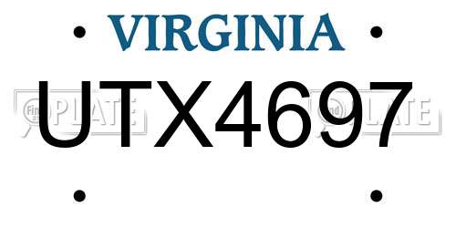 UTX4697 Virginia License Plate