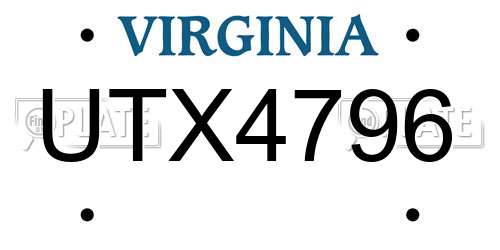 UTX4796 Virginia License Plate