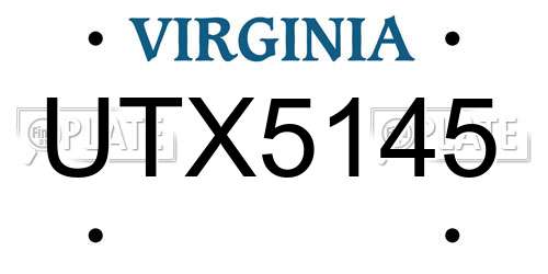 UTX5145 Virginia License Plate