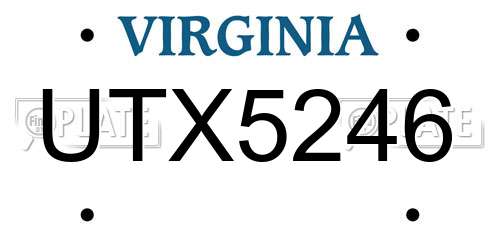 UTX5246 Virginia License Plate
