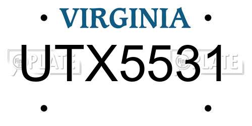 UTX5531 Virginia License Plate