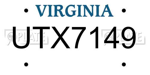 UTX7149 Virginia License Plate