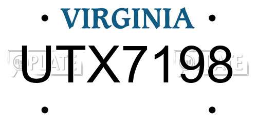 UTX7198 Virginia License Plate