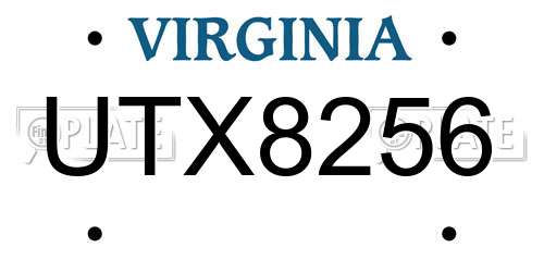 UTX8256 Virginia License Plate