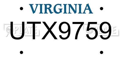 UTX9759 Virginia License Plate