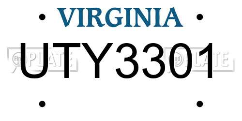 UTY3301 Virginia License Plate