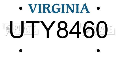 UTY8460 Virginia License Plate