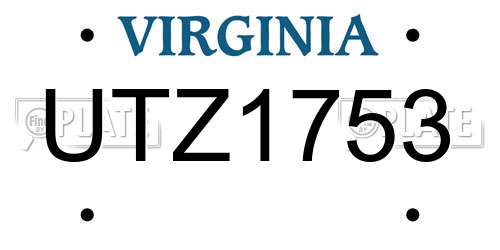 UTZ1753 Virginia License Plate